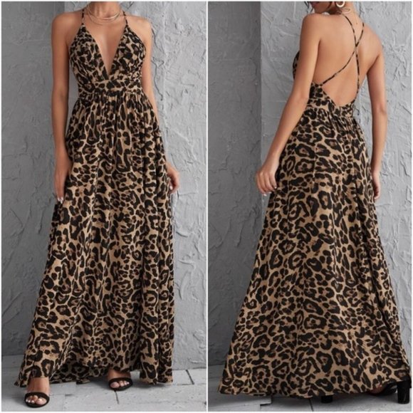 CLASSIC LEOPARD PRINT MAXI DRESS - Picture 1 of 2